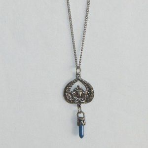 Vintage Cherub Necklace Lead Free Pewter CRYSTALS Genuine Crystal Bohemian